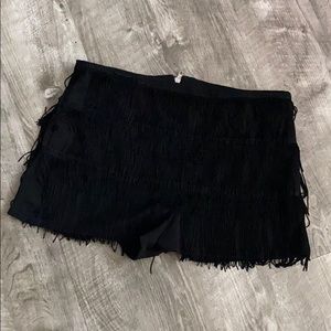 PrettyLittleThing Black Fringe Shorts
